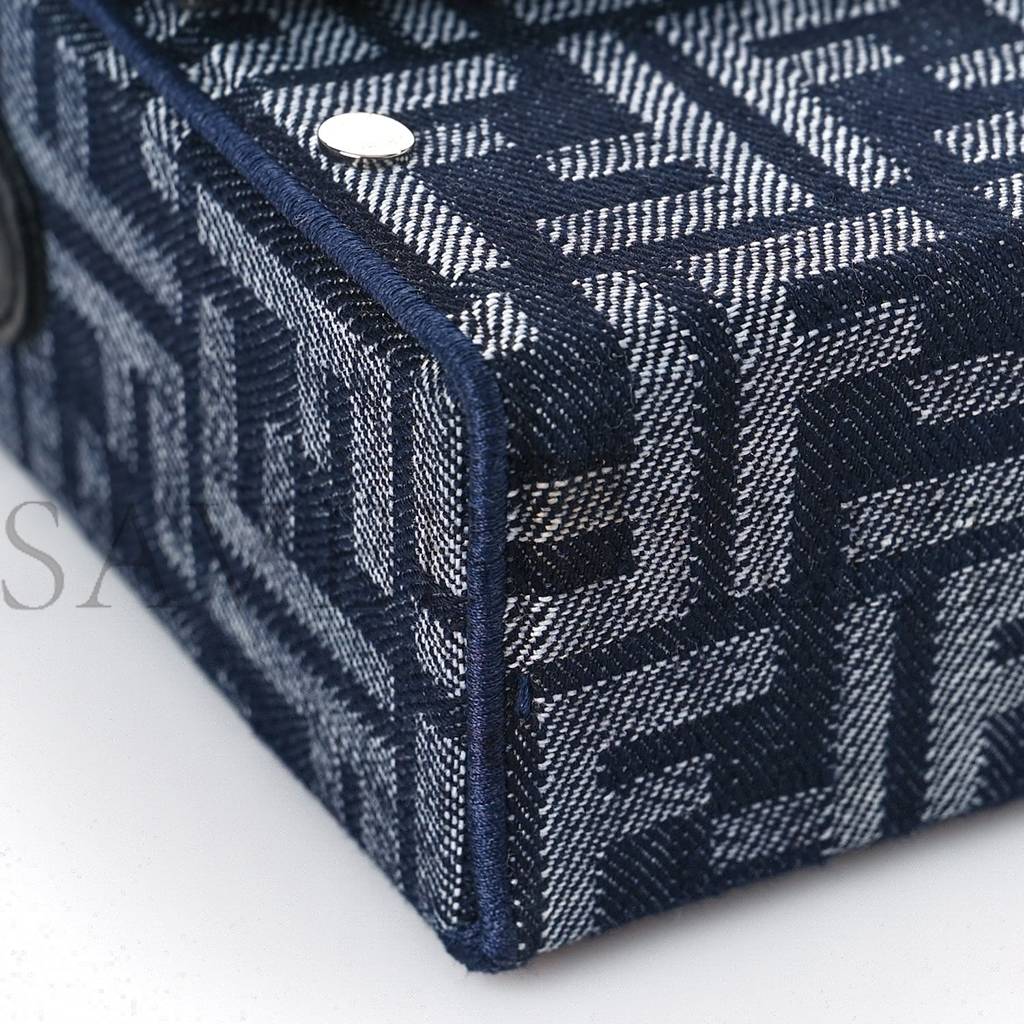 F**di fabric jacquard reactive jean denim vitello cover ff baguette soft trunk blue black (21*12*6cm)