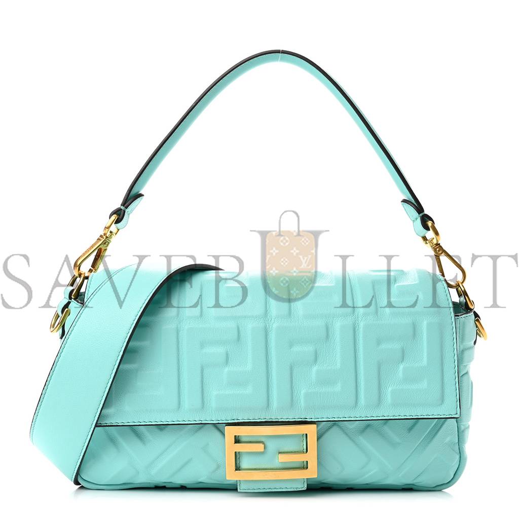 F**di nappa ff 1974 embossed baguette spring turquoise (25*15*5cm)