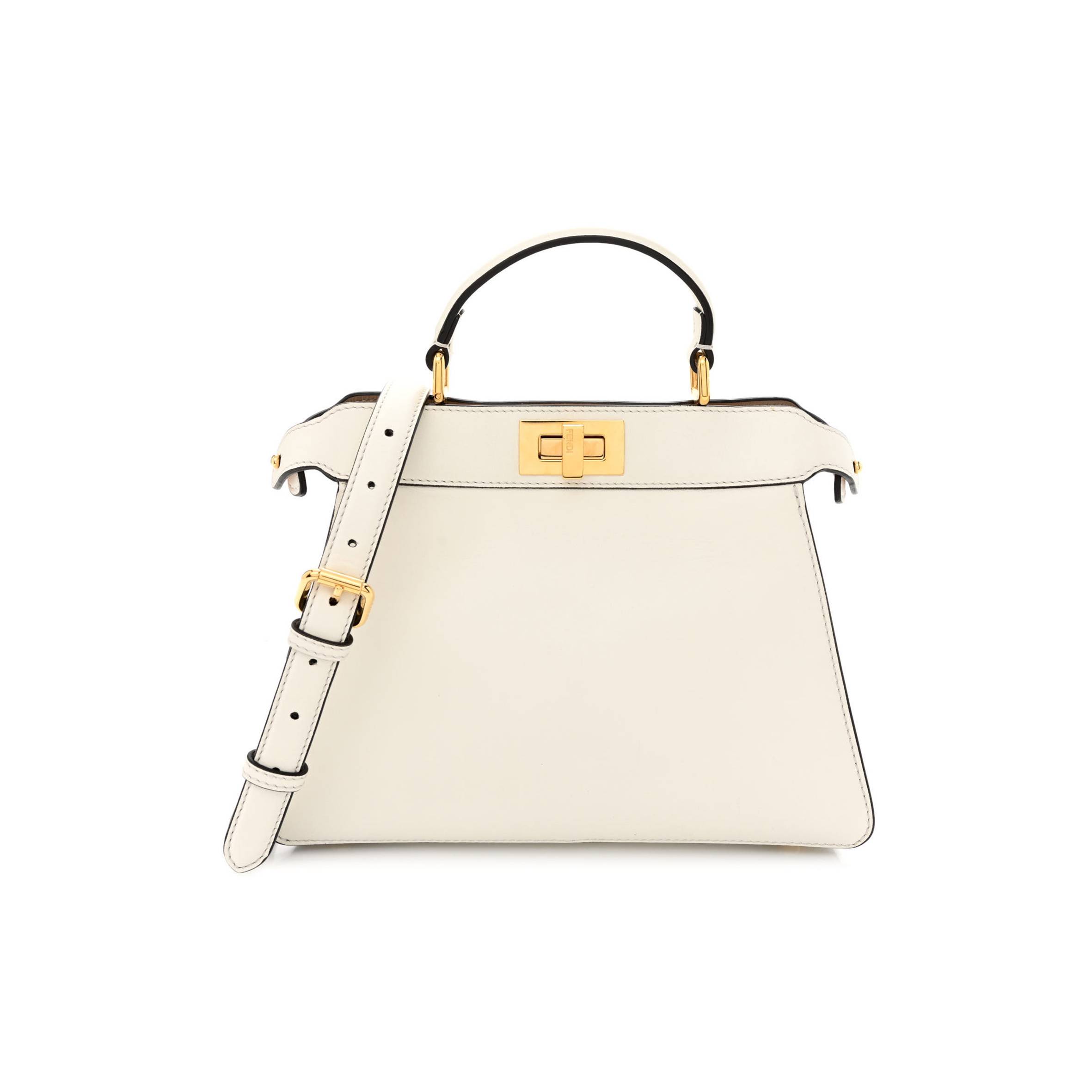 F**di shiny nappa petite peekaboo i see u satchel white (27*21*10cm)