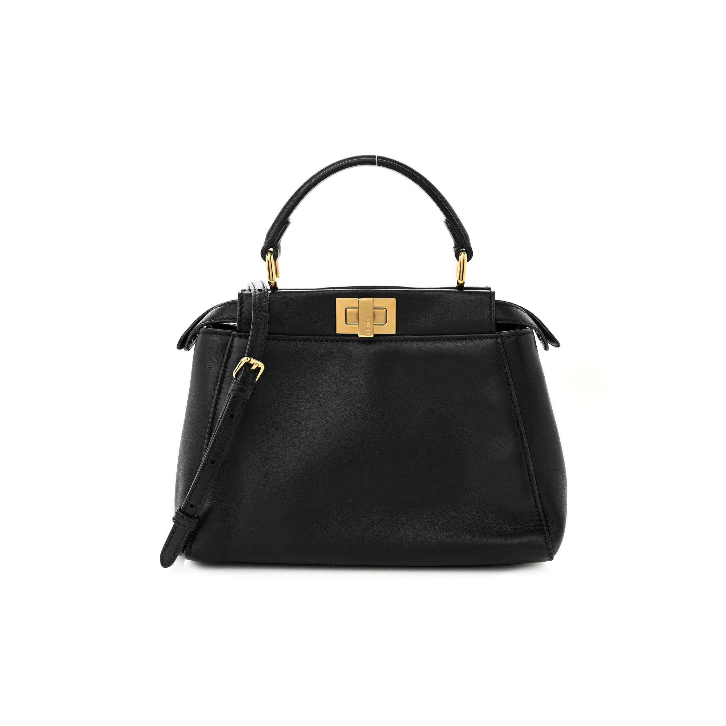 F**di nappa mini peekaboo iconic satchel black (23*19*11cm)