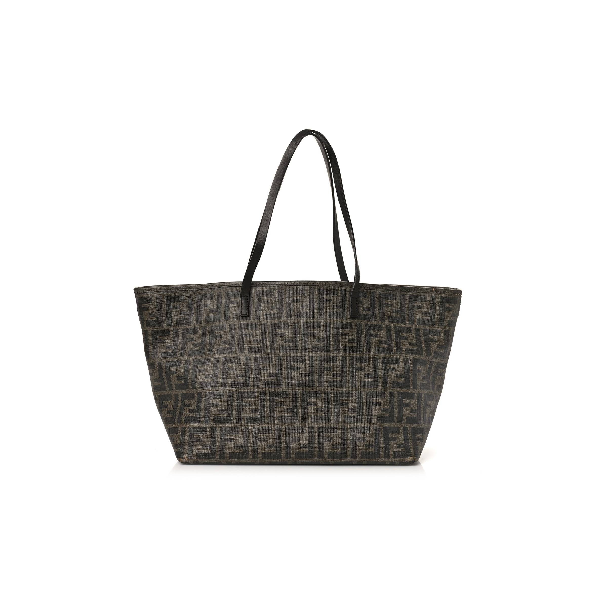 FENDI ZUCCA SPALMATI MEDIUM ROLL TOTE TOBACCO VIOLA (47*36*27cm)