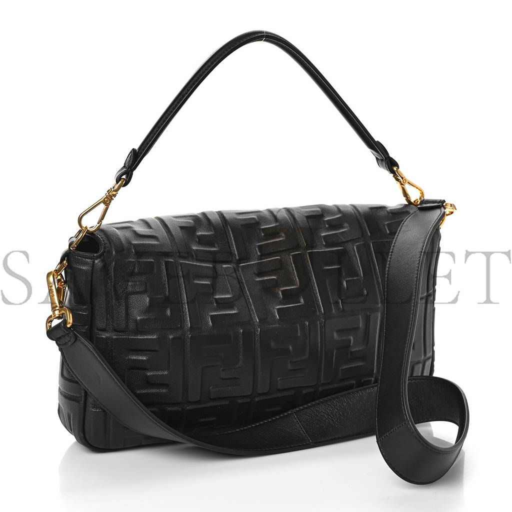 F**di nappa ff 1974 embossed large baguette black (31*20*5cm)