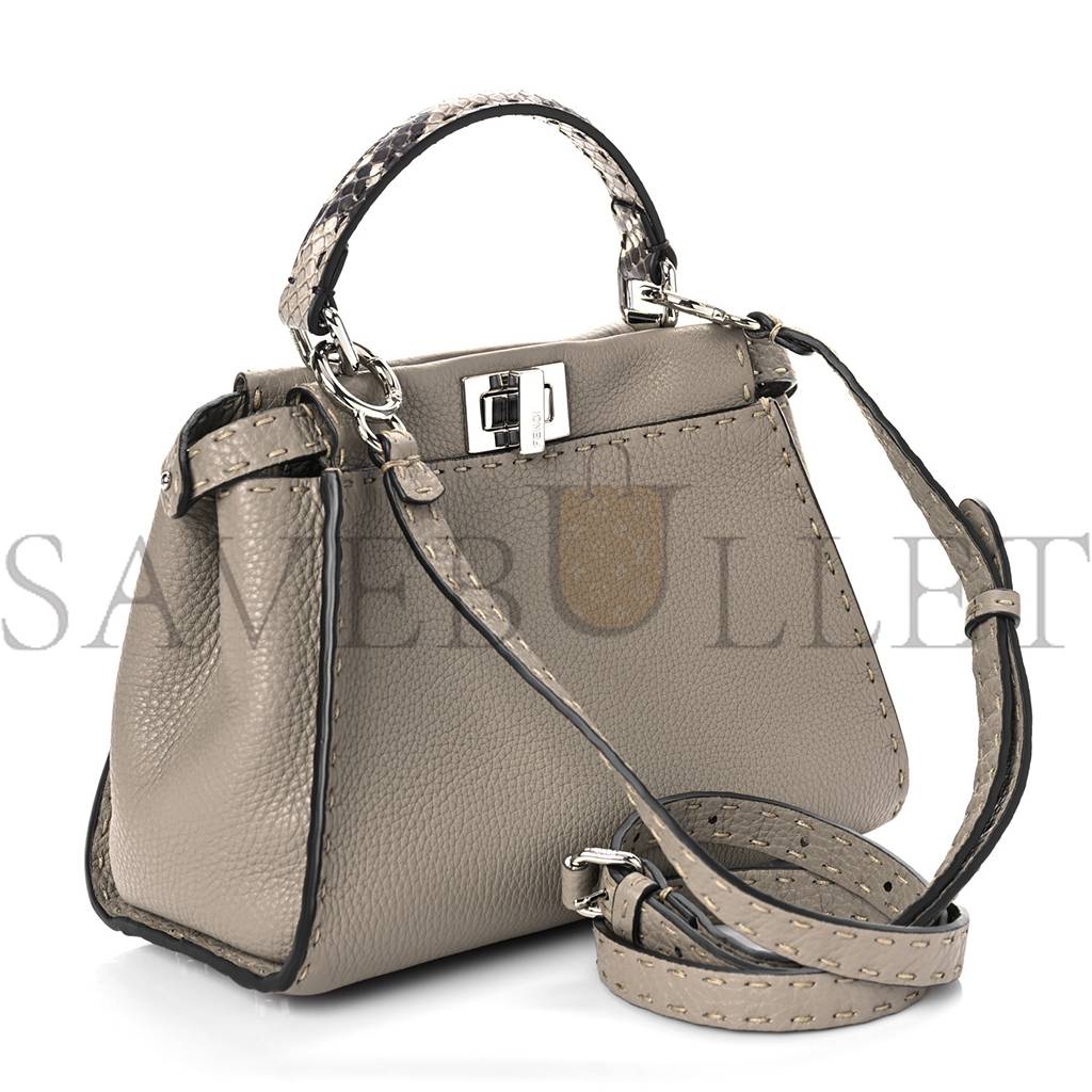 F**di cuoio romano snakeskin selleria mini peekaboo iconic satchel corda white (23*18*11cm)