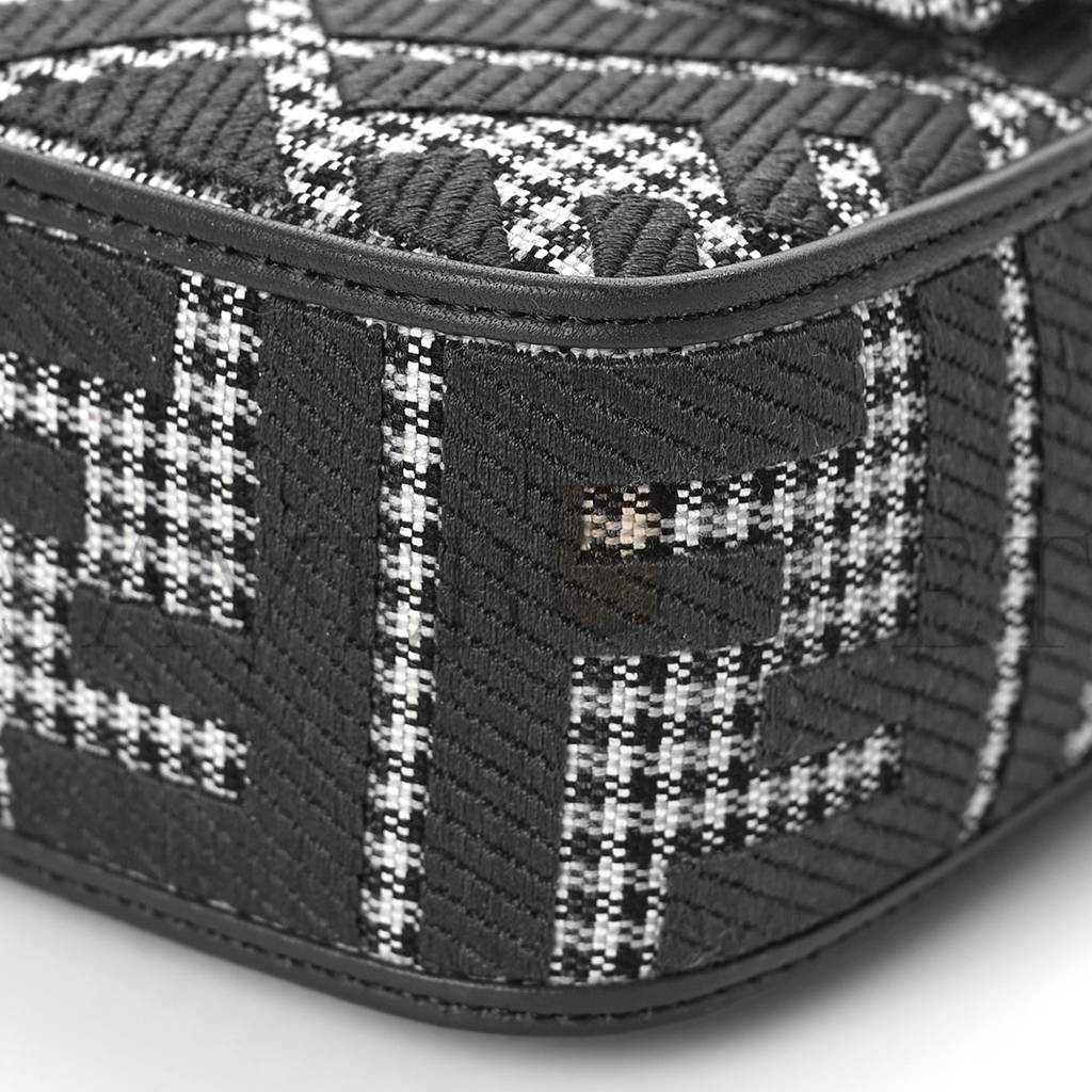 F**di wool vitello king houndstooth ff embroidered baguette grigio anthracite (27*17*6cm)