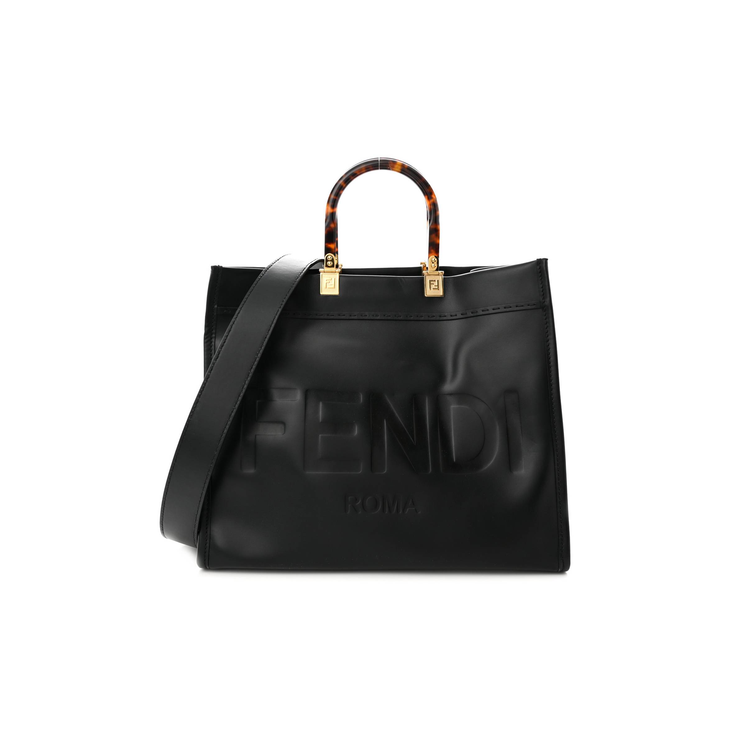 F**di vitello king plexiglass medium F**di sunshine shopper tote black (36*30*15cm)