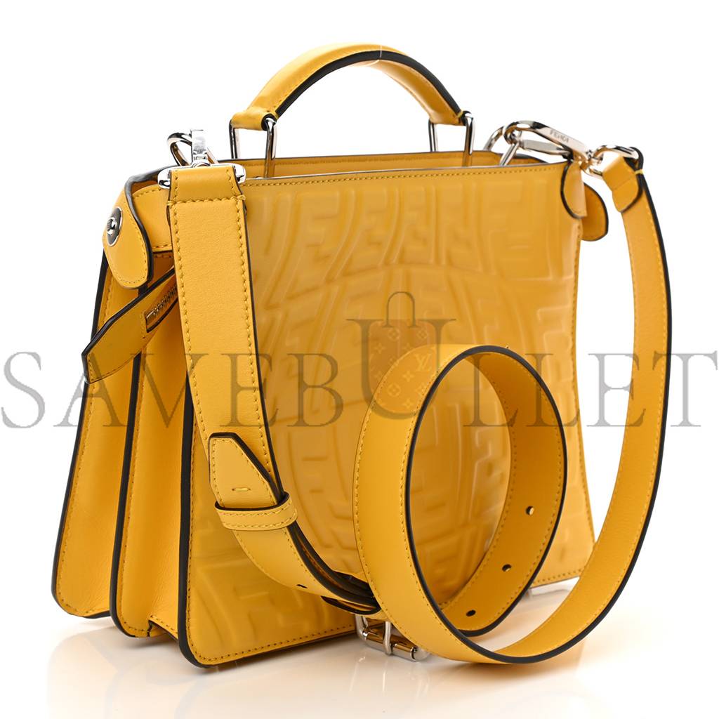 F**di x sarah coleman nappa ff fish eye embossed mini peekaboo i see u satchel mimosa (25*20*9cm)