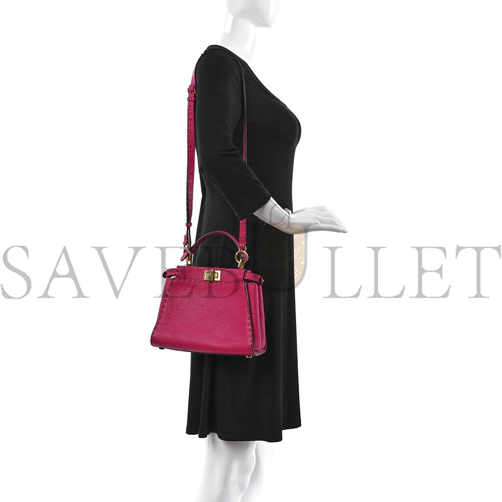 F**di cuoio romano selleria mini peekaboo iconic satchel fuxia (23*19*11cm)