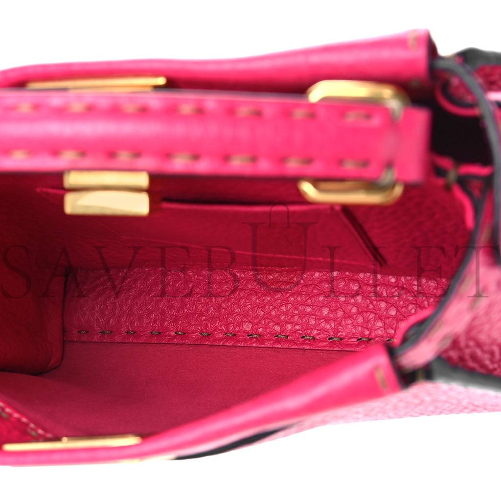 F**di cuoio romano selleria mini peekaboo iconic satchel fuxia (23*19*11cm)