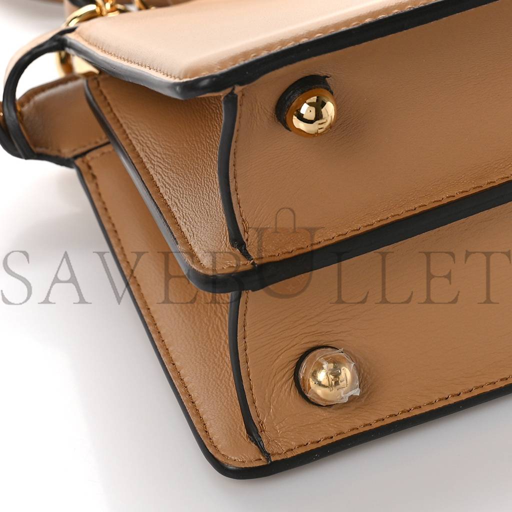 F**di shiny nappa petite peekaboo i see u satchel miele scuro (20*15*9cm)