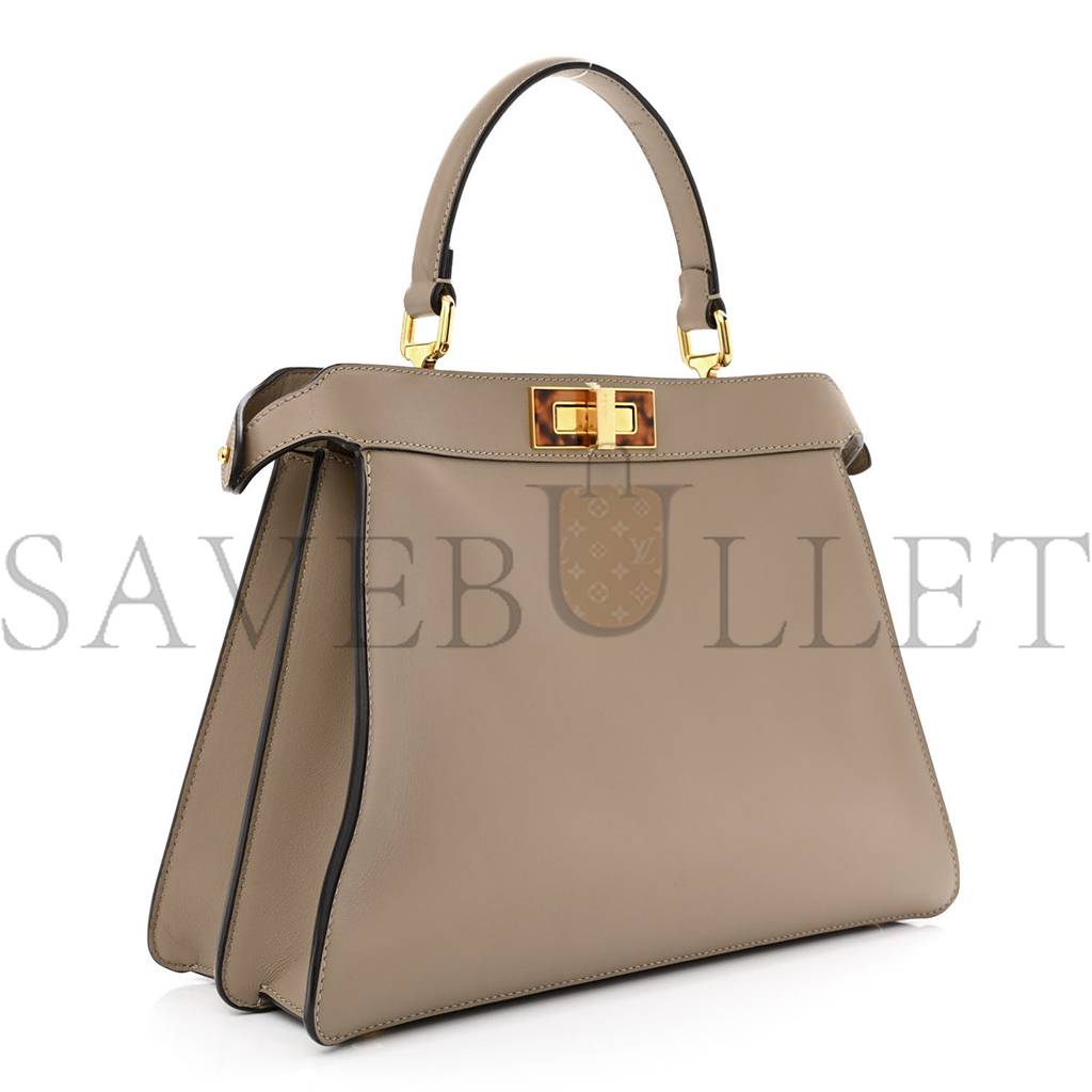 F**di vitello seta plexiglass tortoise medium peekaboo iconic satchel tortora (34*25*13cm)