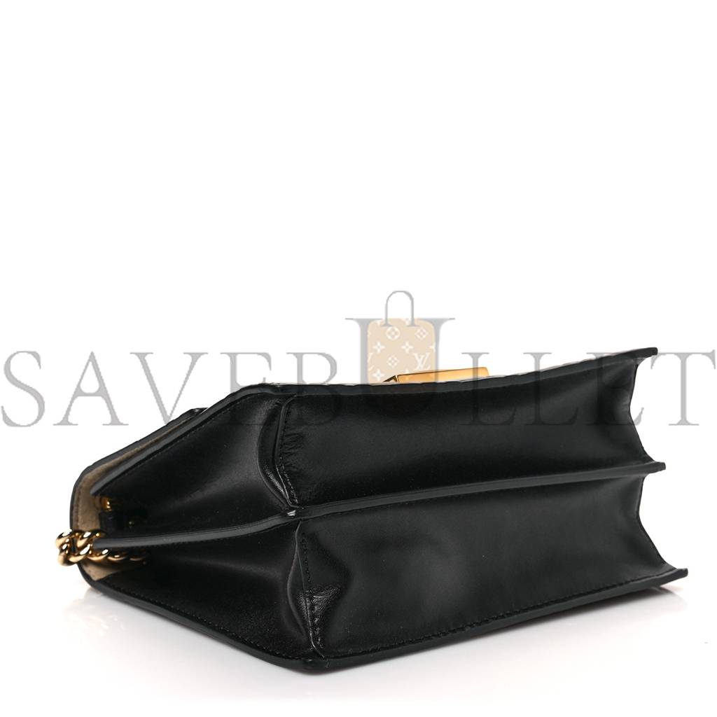 F**di vitello liberty bi-color ff 1974 embossed small kan u shoulder bag maya black (19*15*8cm)