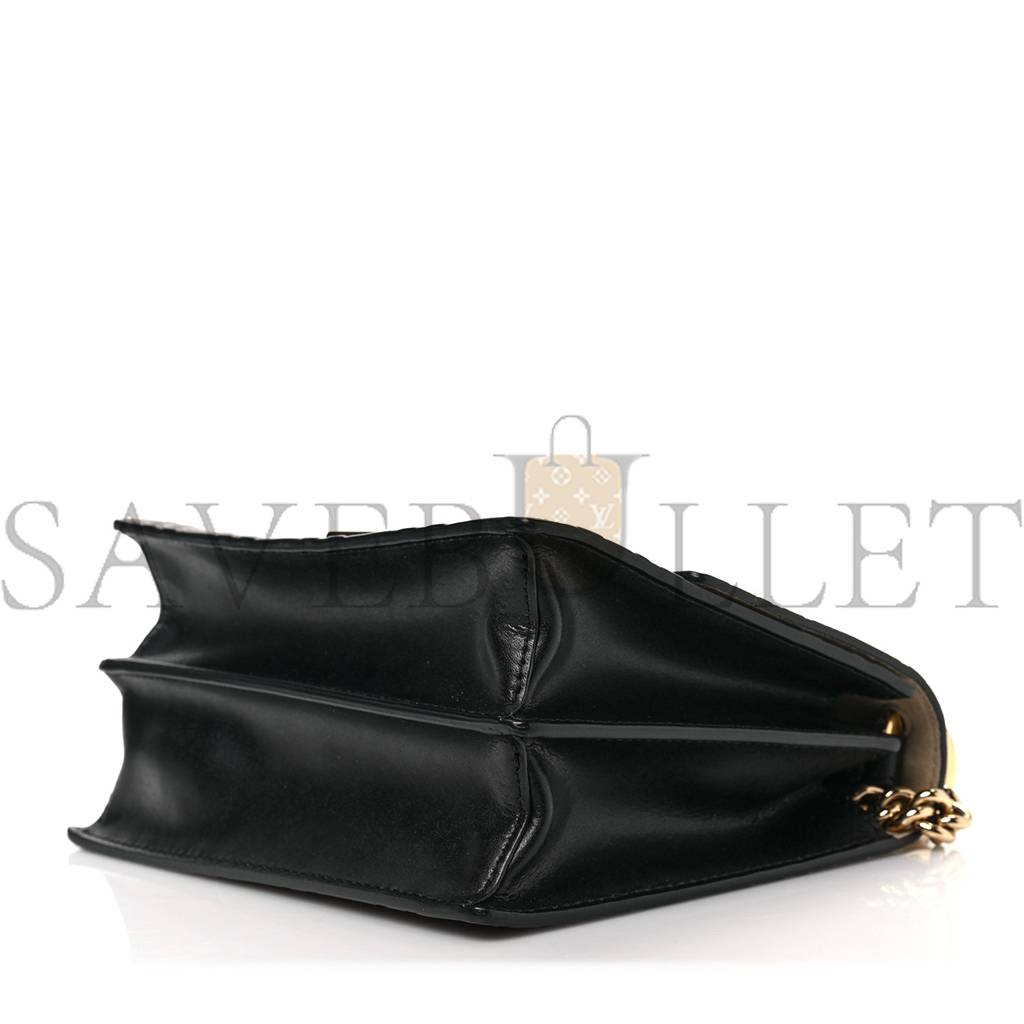 F**di vitello liberty bi-color ff 1974 embossed small kan u shoulder bag maya black (19*15*8cm)