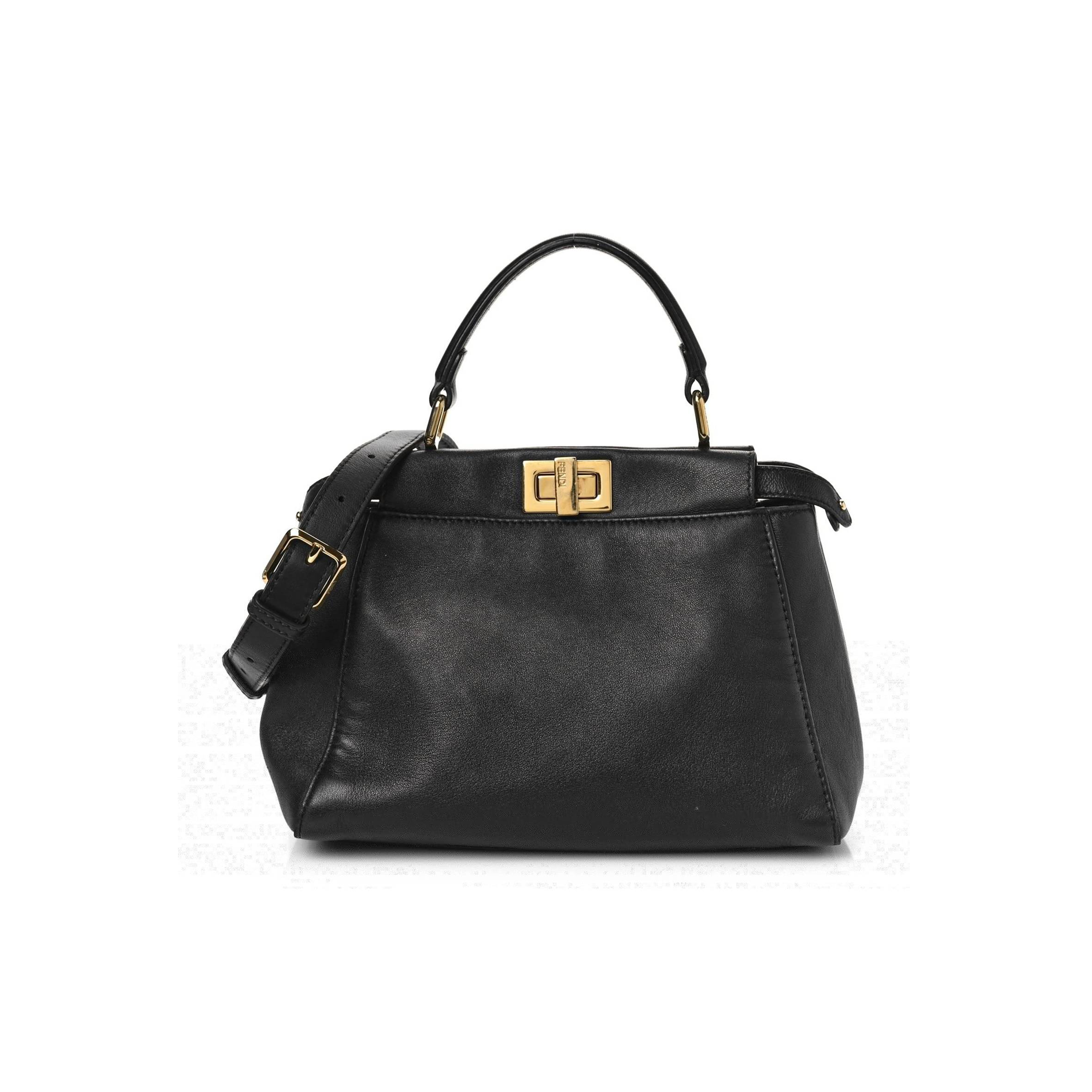 F**di nappa mini peekaboo iconic satchel black (23*19*11cm)